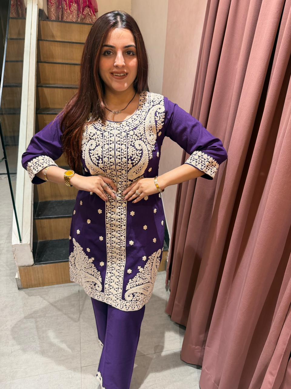 Gulnaar Embroidered Straight Suit Set