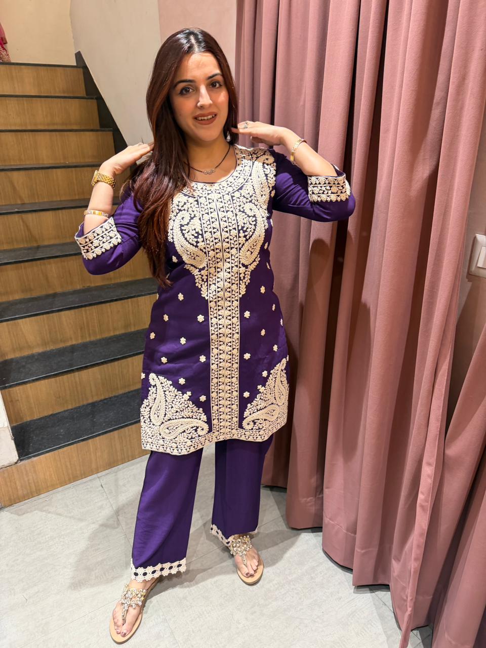 Gulnaar Embroidered Straight Suit Set