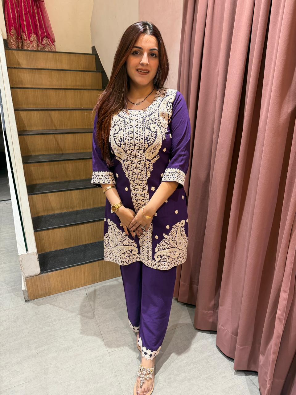 Gulnaar Embroidered Straight Suit Set
