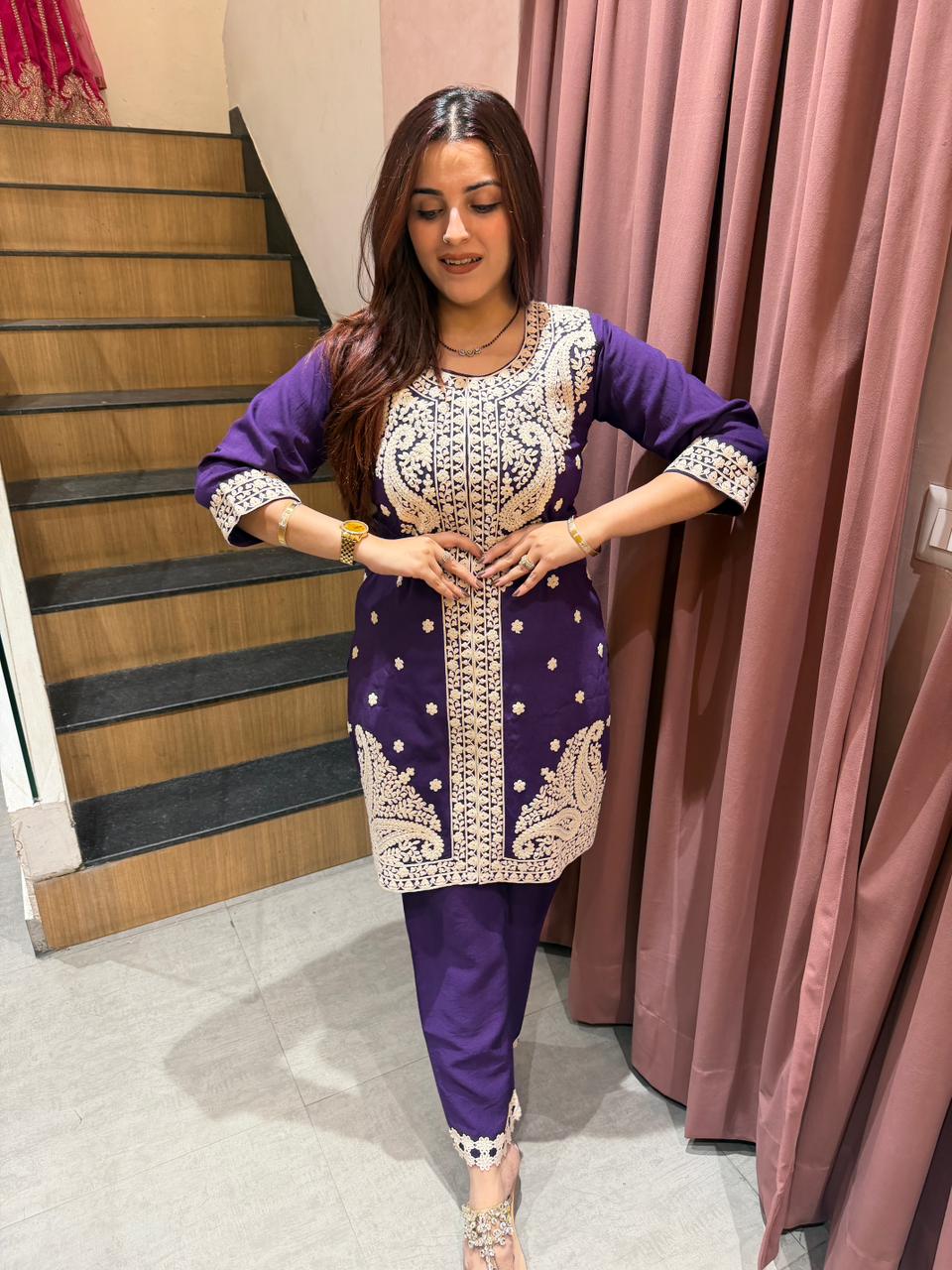 Gulnaar Embroidered Straight Suit Set
