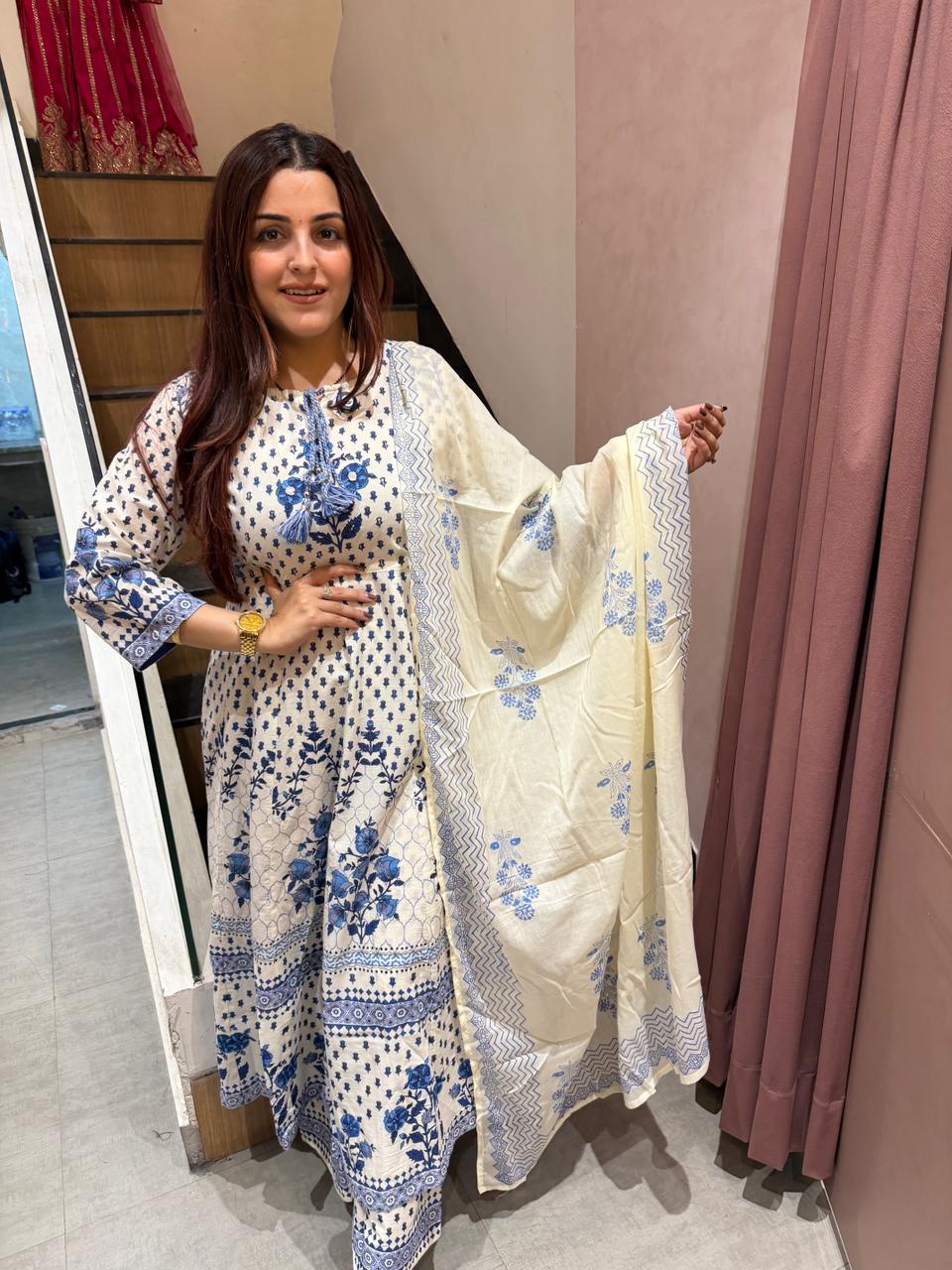 Indigo Bloom  Suit Set