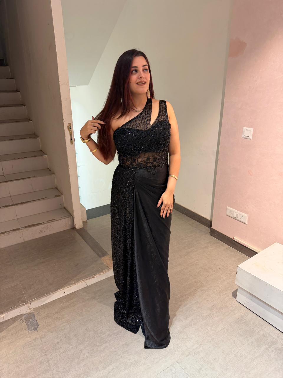 Shina One-Shoulder Sequin dress