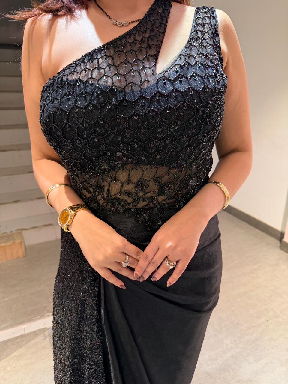 Shina One-Shoulder Sequin dress