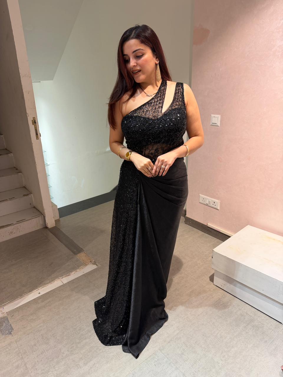 Shina One-Shoulder Sequin dress