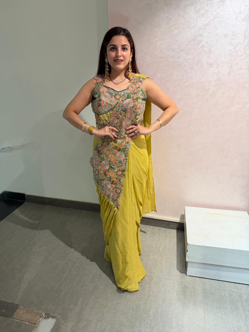 Kridha Embroidered Draped Skirt