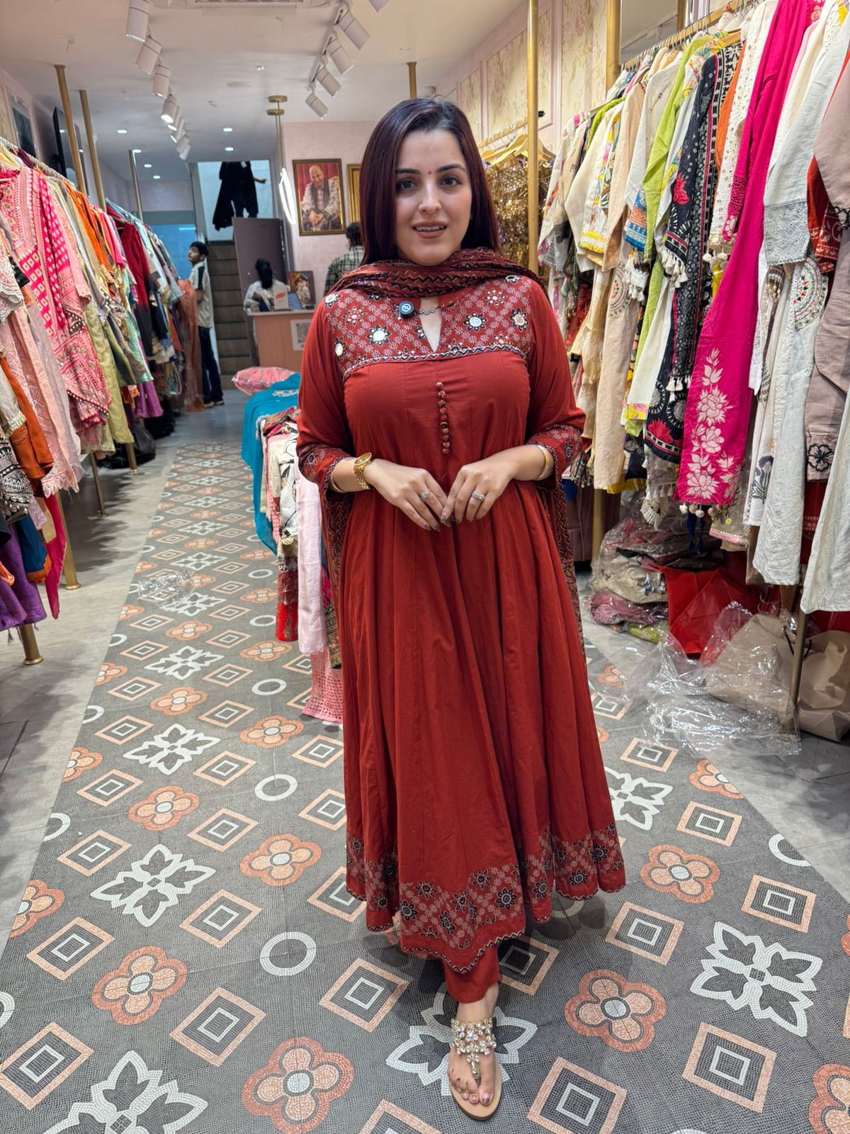 Ajrakh Grace Anarkali Set