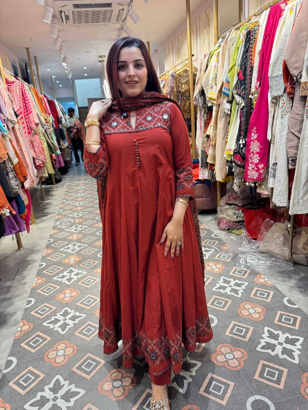 Ajrakh Grace Anarkali Set