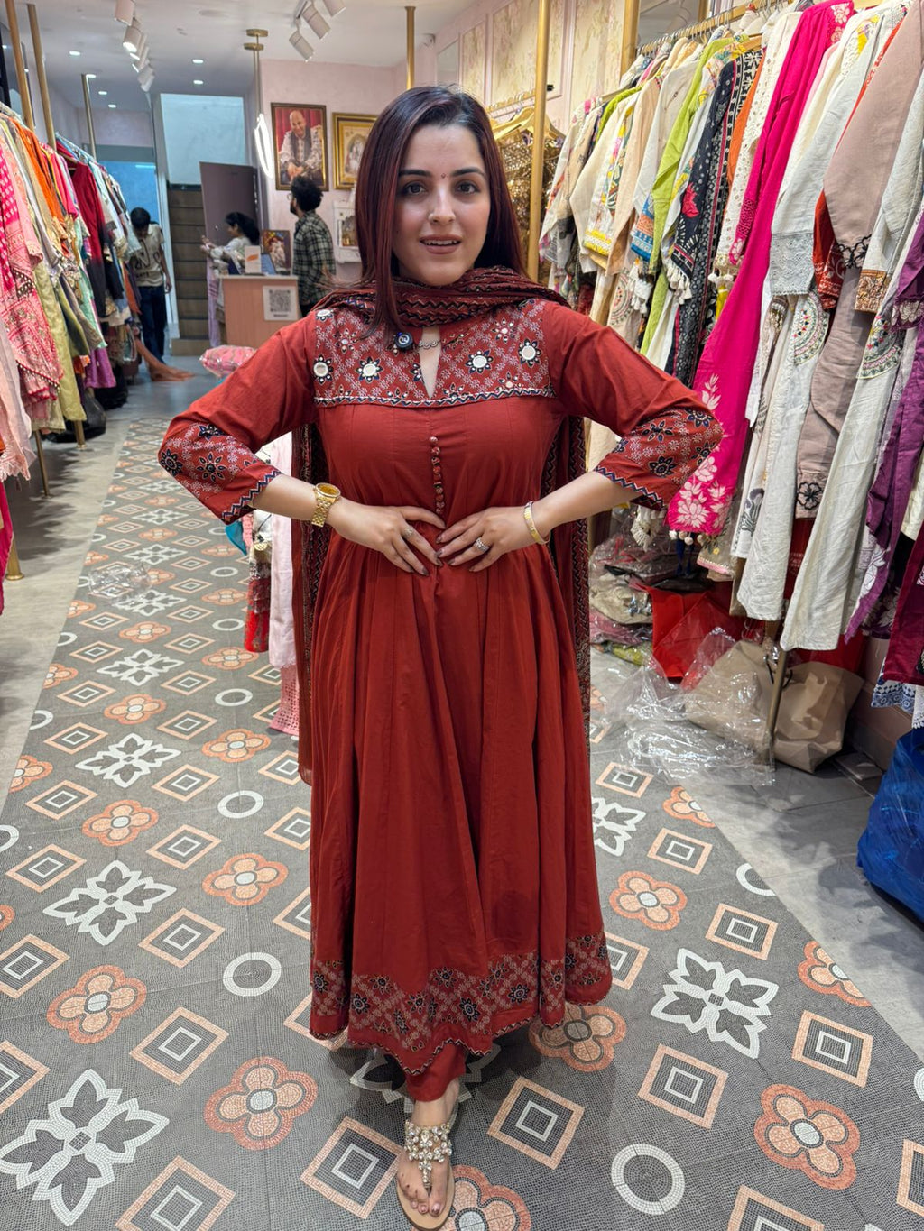 Ajrakh Grace Anarkali Set