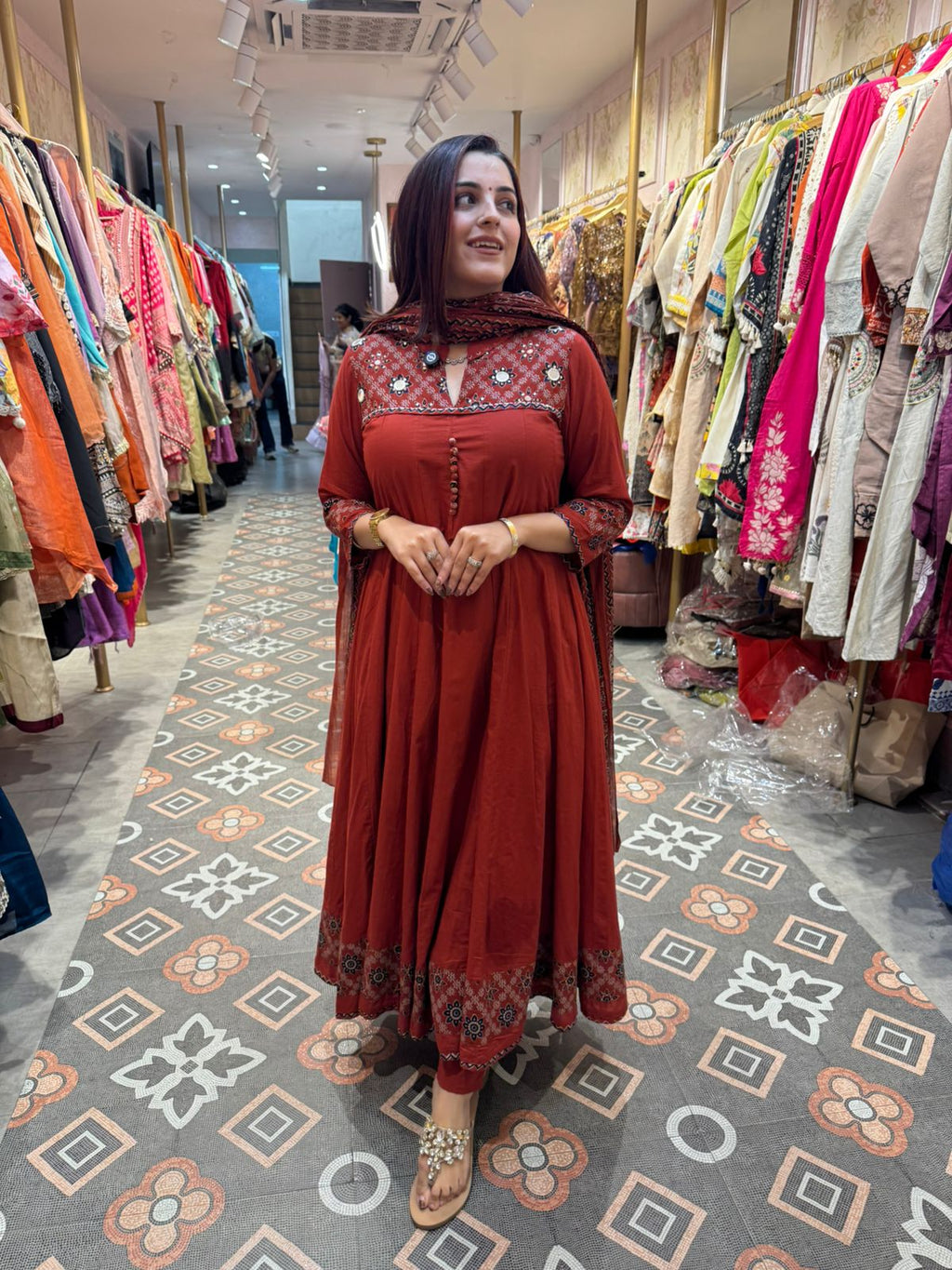 Ajrakh Grace Anarkali Set