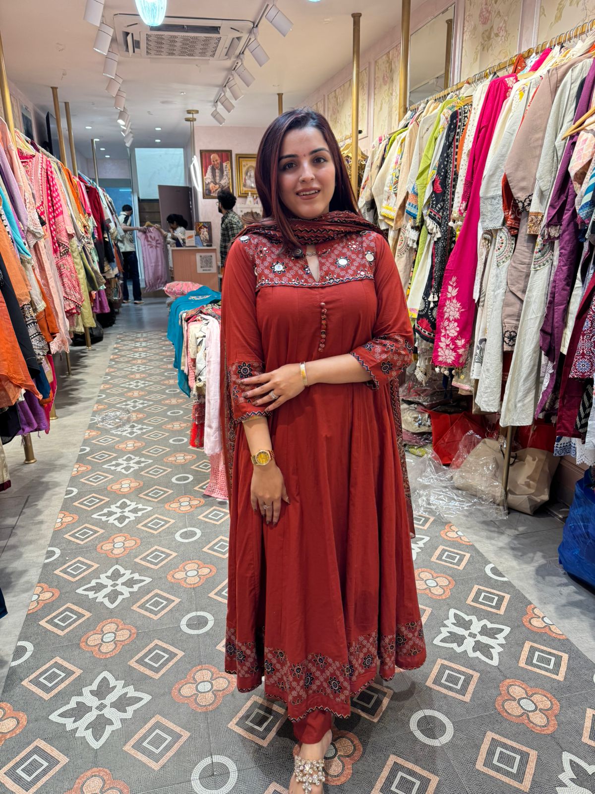 Ajrakh Grace Anarkali Set