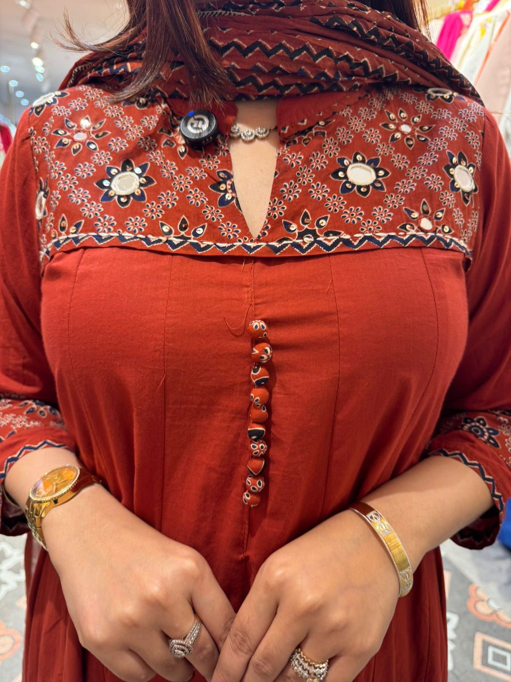 Ajrakh Grace Anarkali Set