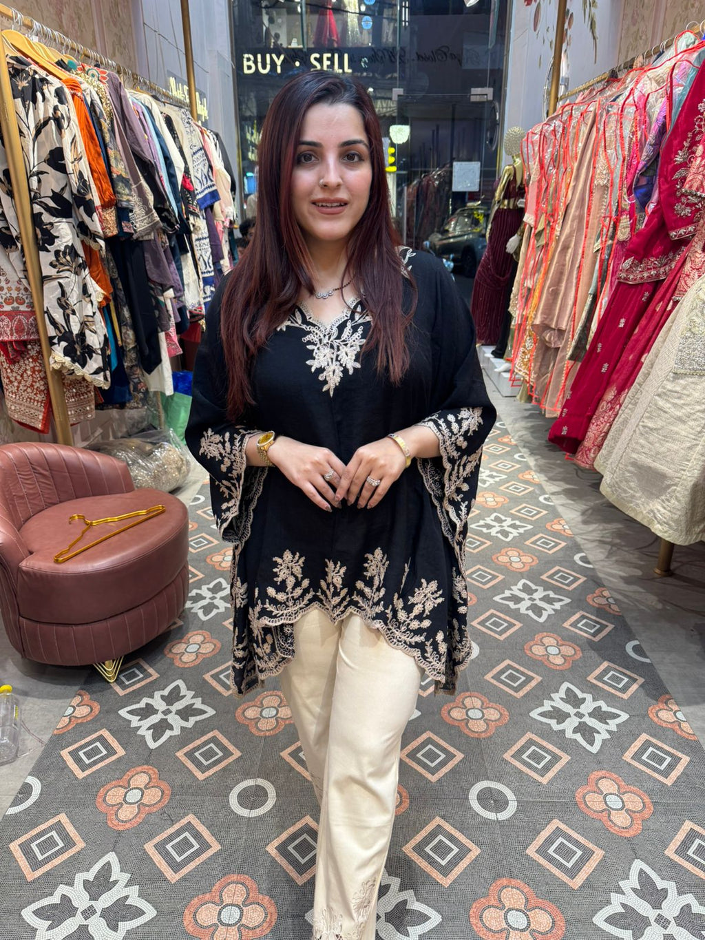 Sena Embroidered Kaftan Top