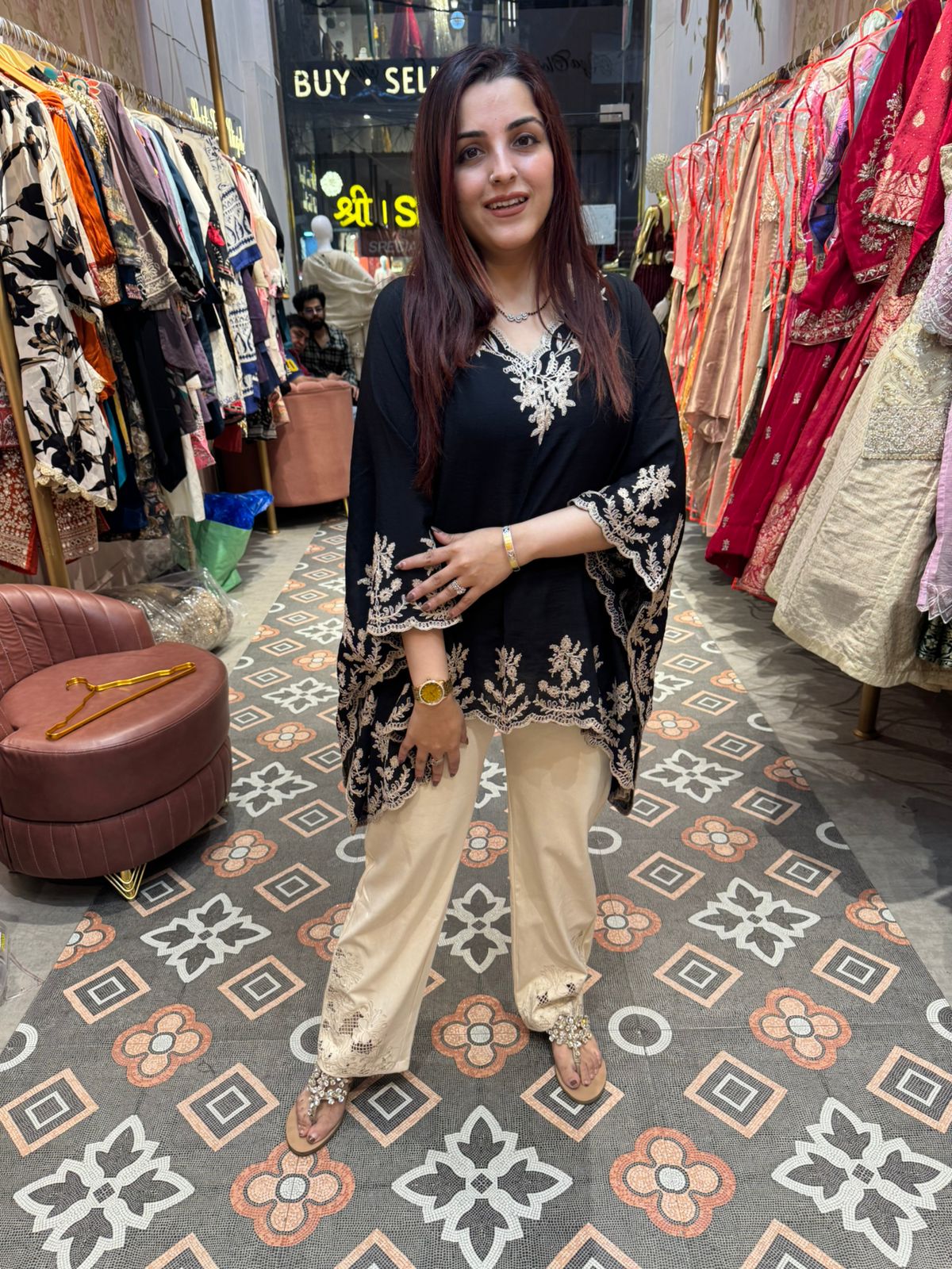 Sena Embroidered Kaftan Top