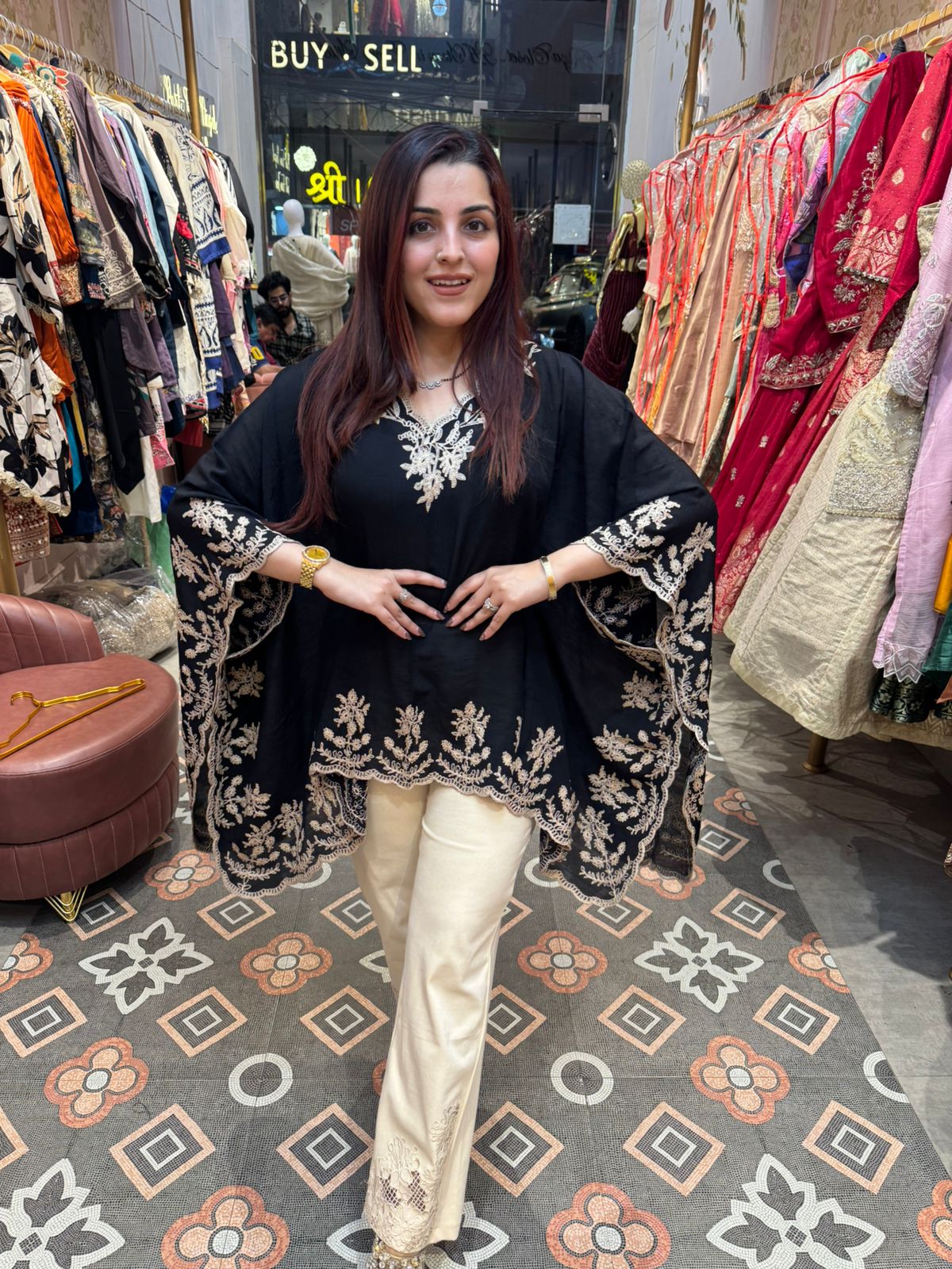 Sena Embroidered Kaftan Top