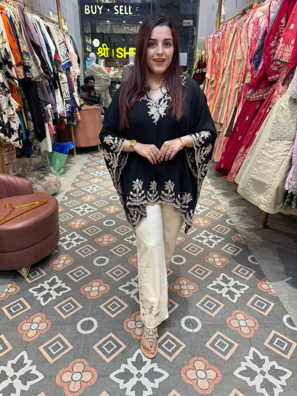 Sena Embroidered Kaftan Top