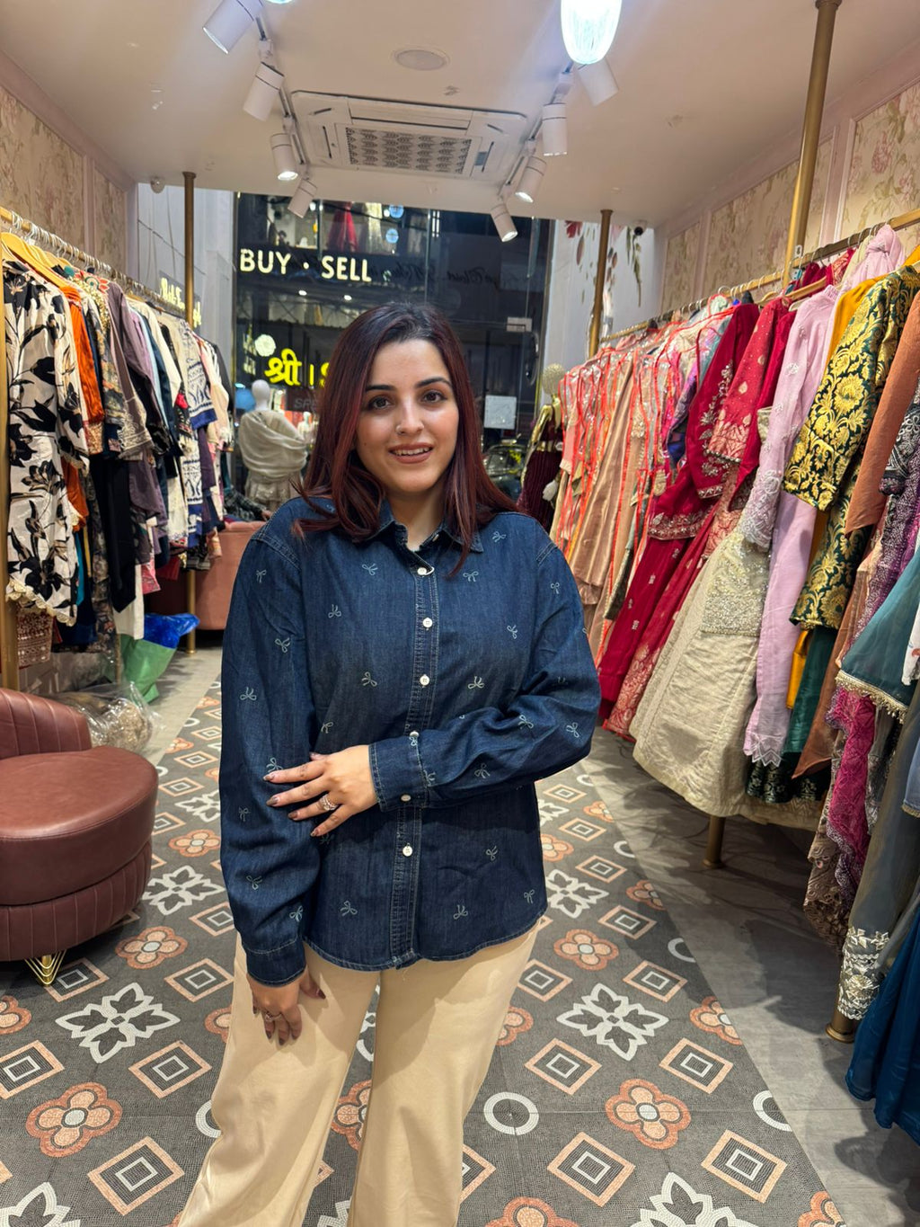 Bow Denim Shirt