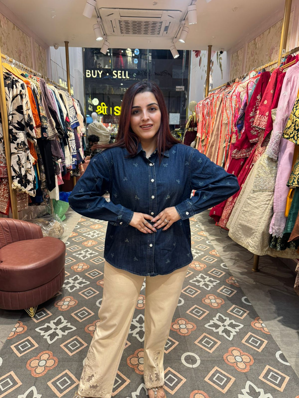 Bow Denim Shirt