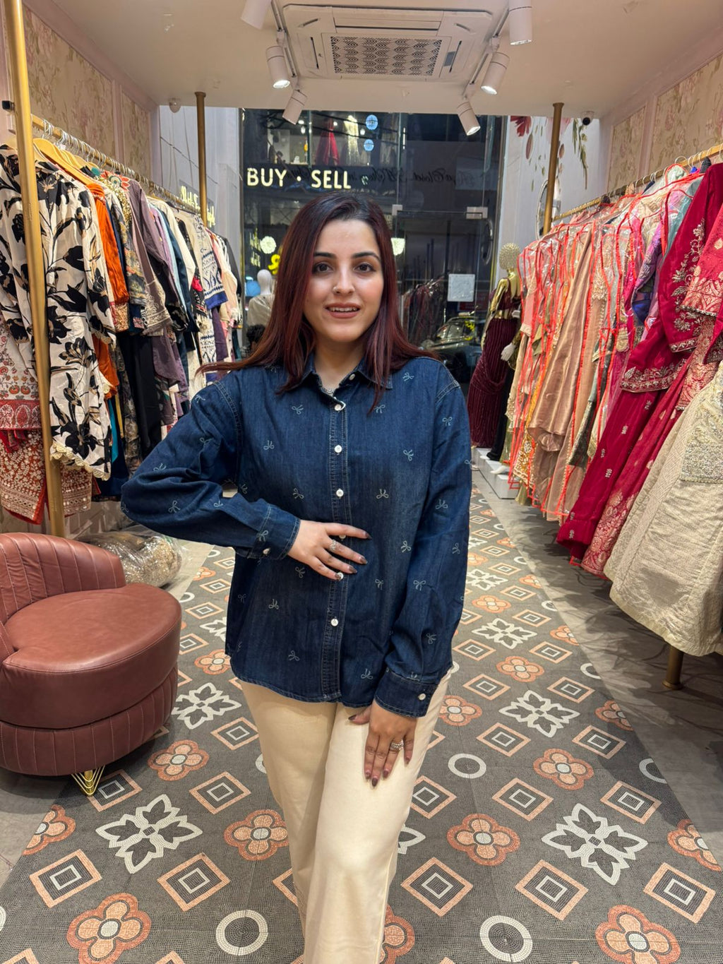 Bow Denim Shirt