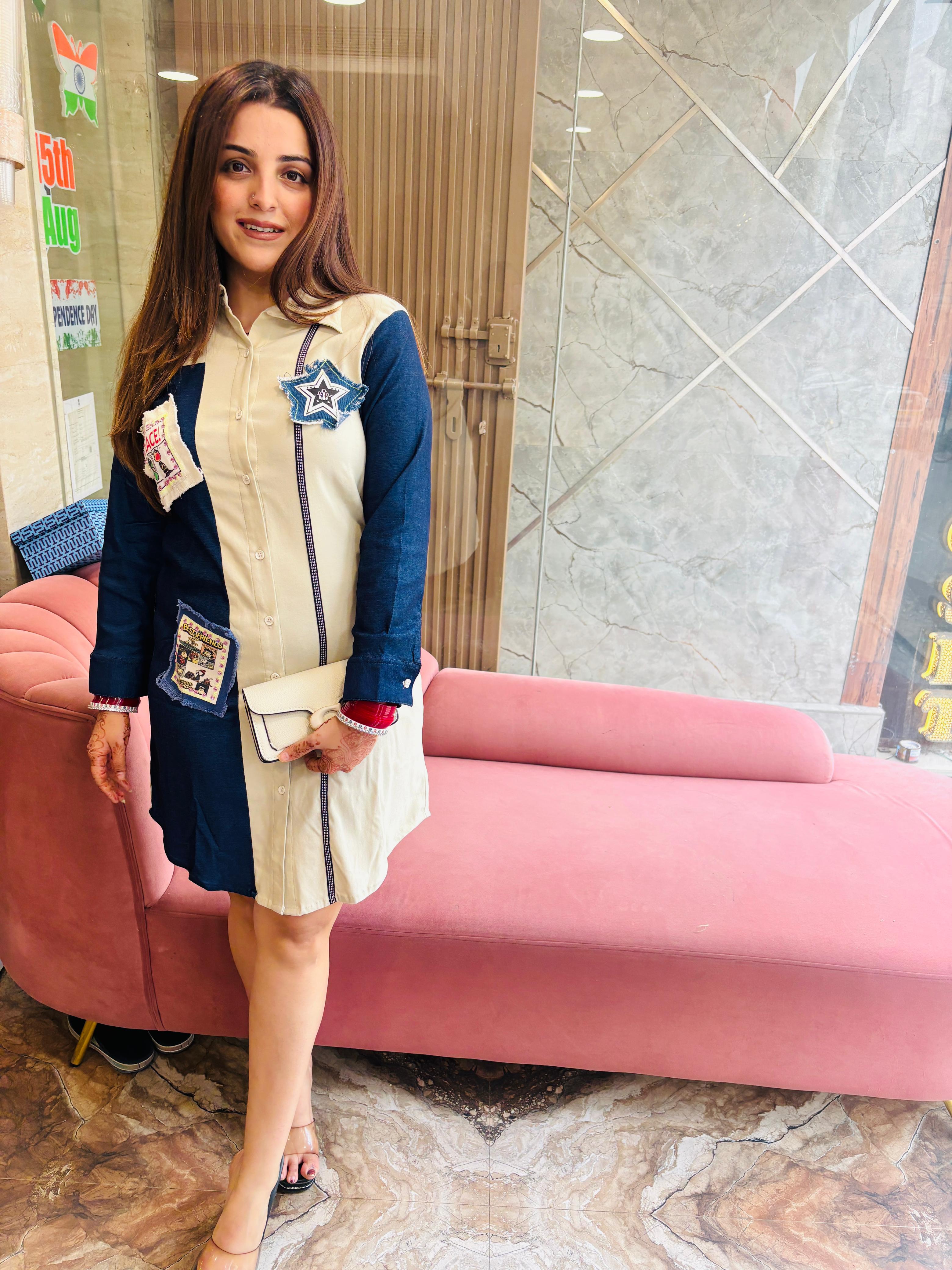 Patch Play Color block Shirt Dress