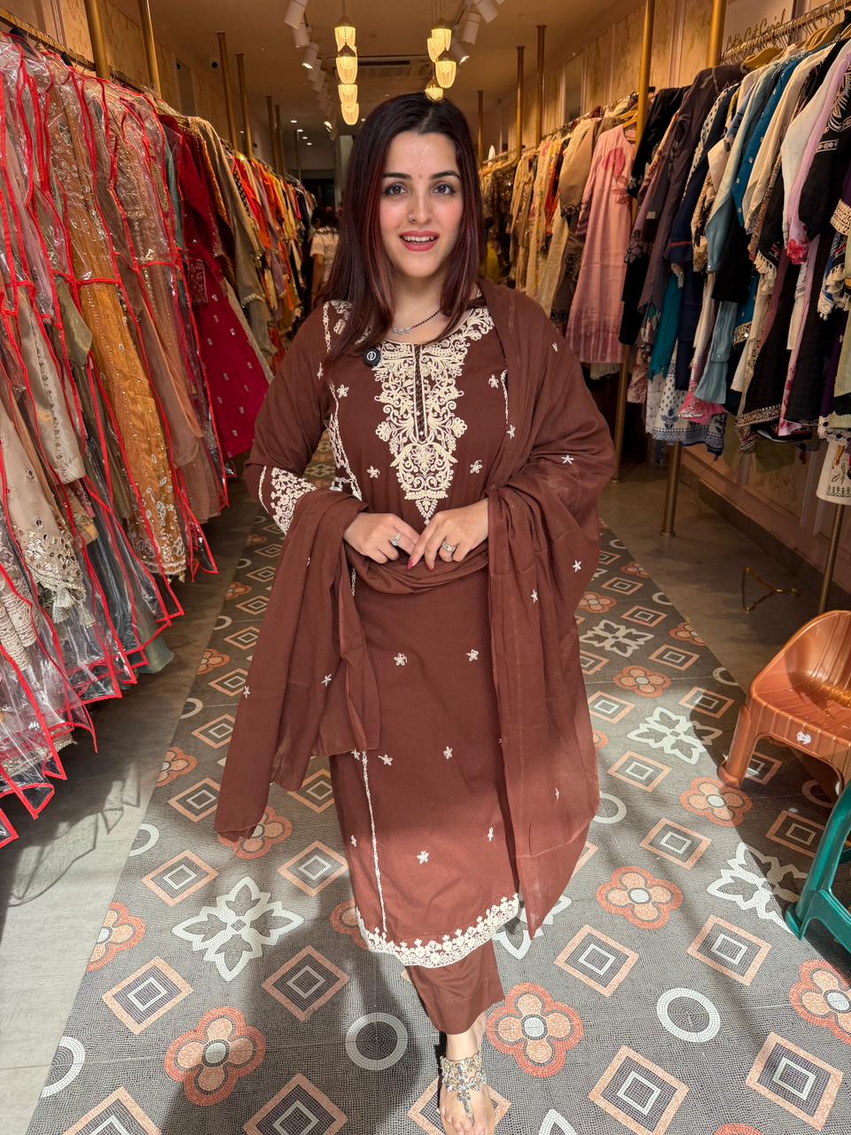 Navi Embroidered Suit Set