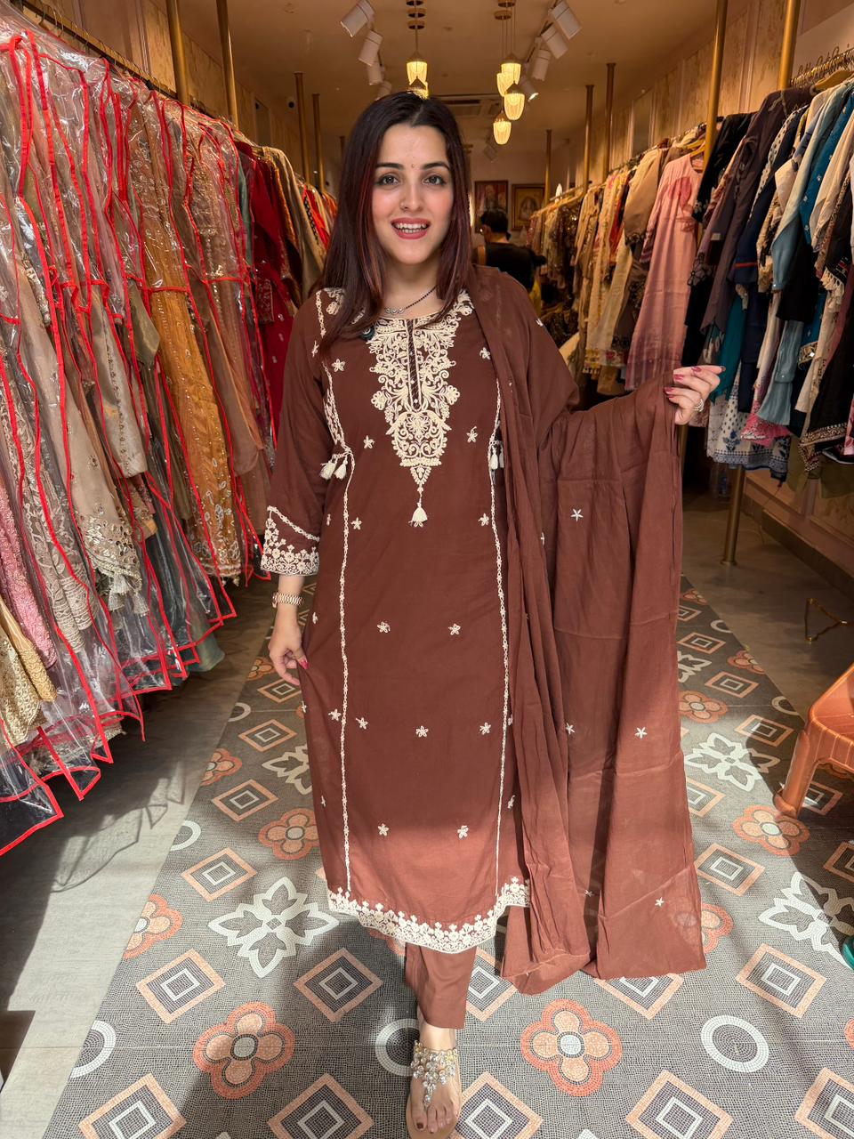 Navi Embroidered Suit Set