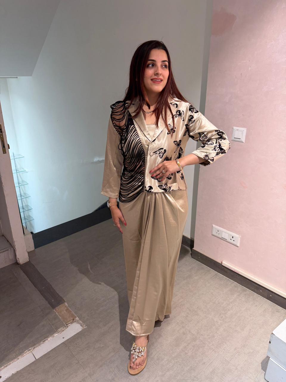 Butterfly indo Western cord Set