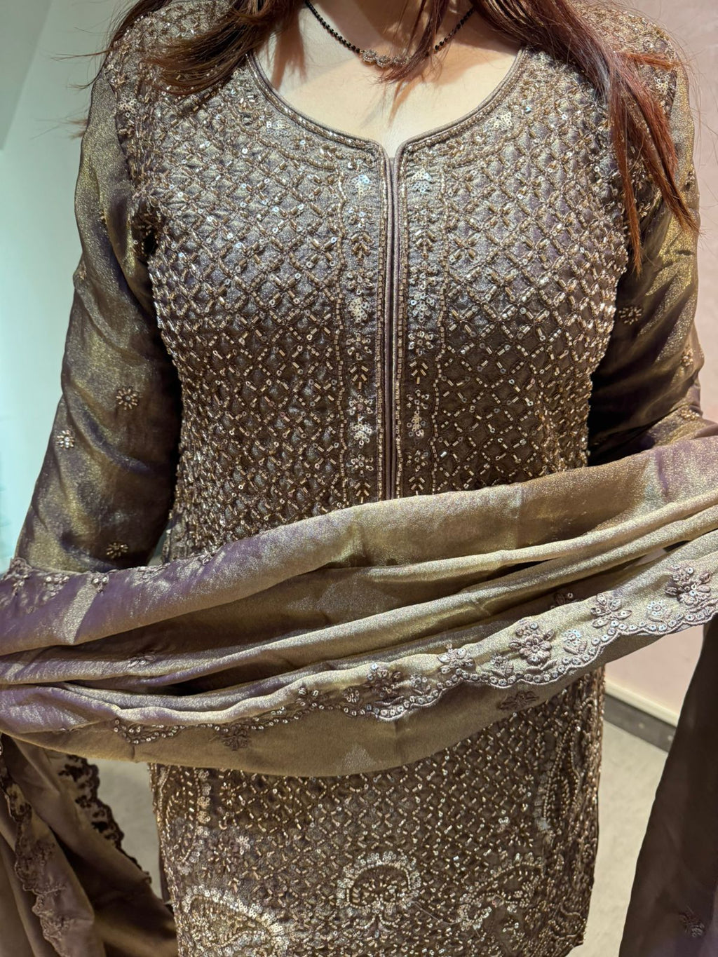 Shine Embroidered Suit Set