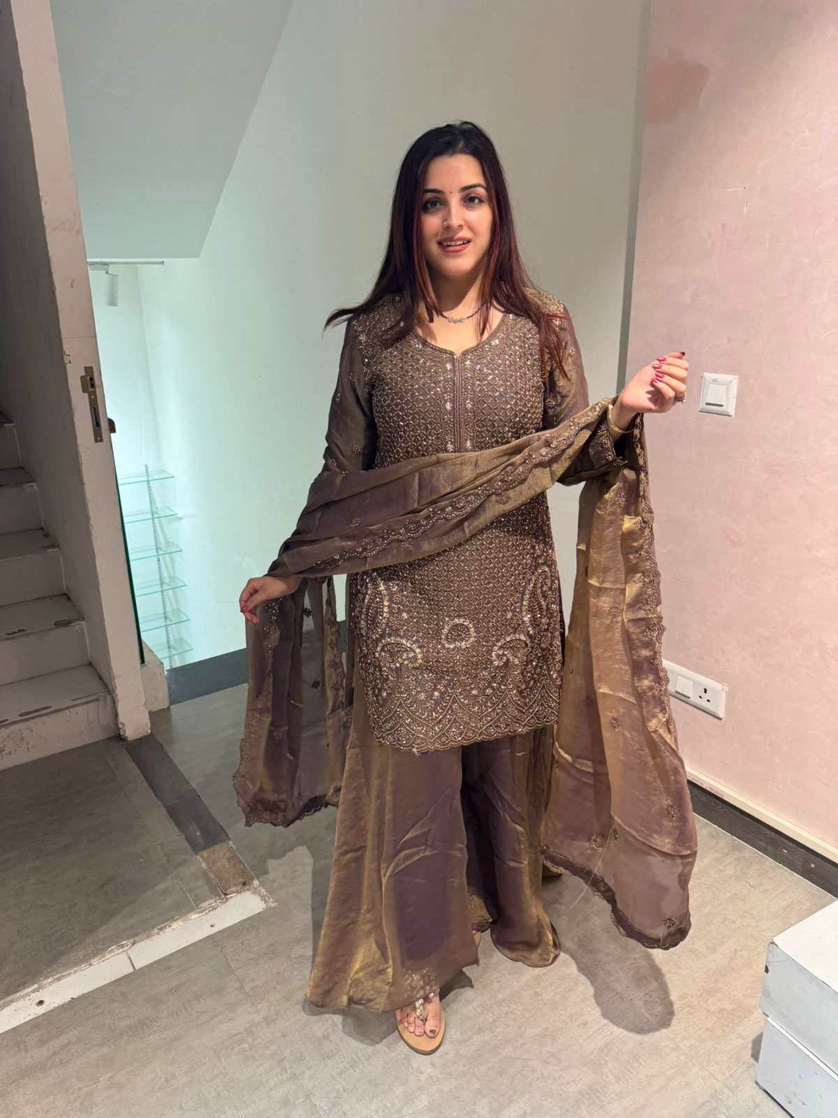 Shine Embroidered Suit Set