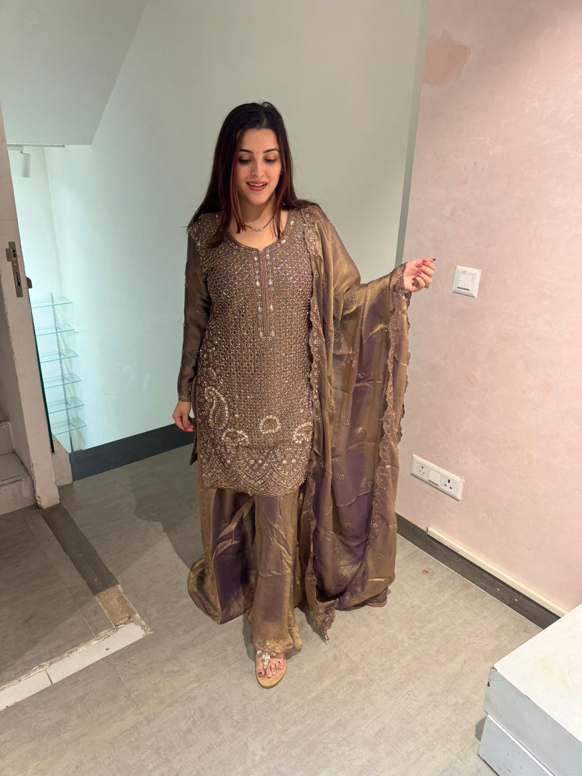 Shine Embroidered Suit Set