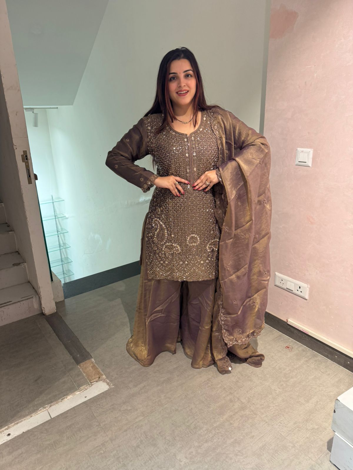 Shine Embroidered Suit Set