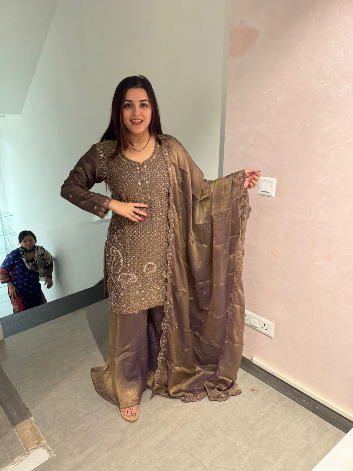 Shine Embroidered Suit Set