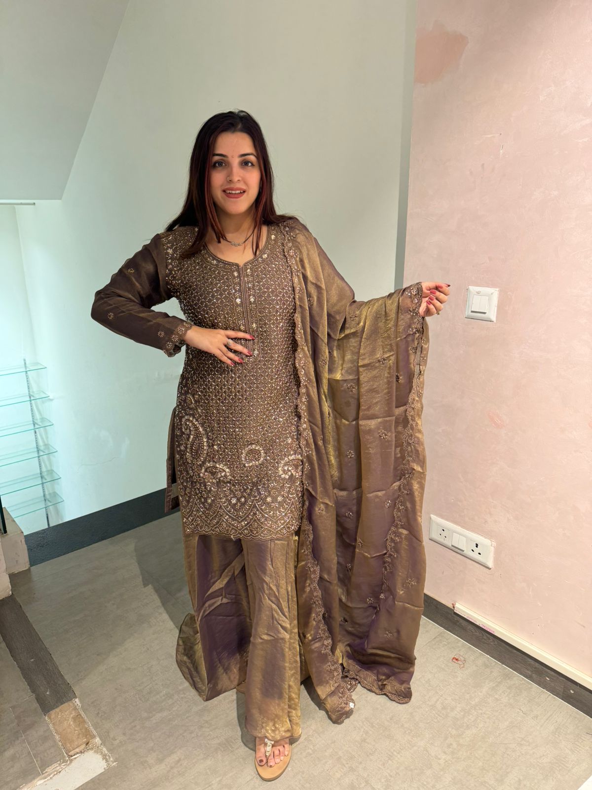 Shine Embroidered Suit Set
