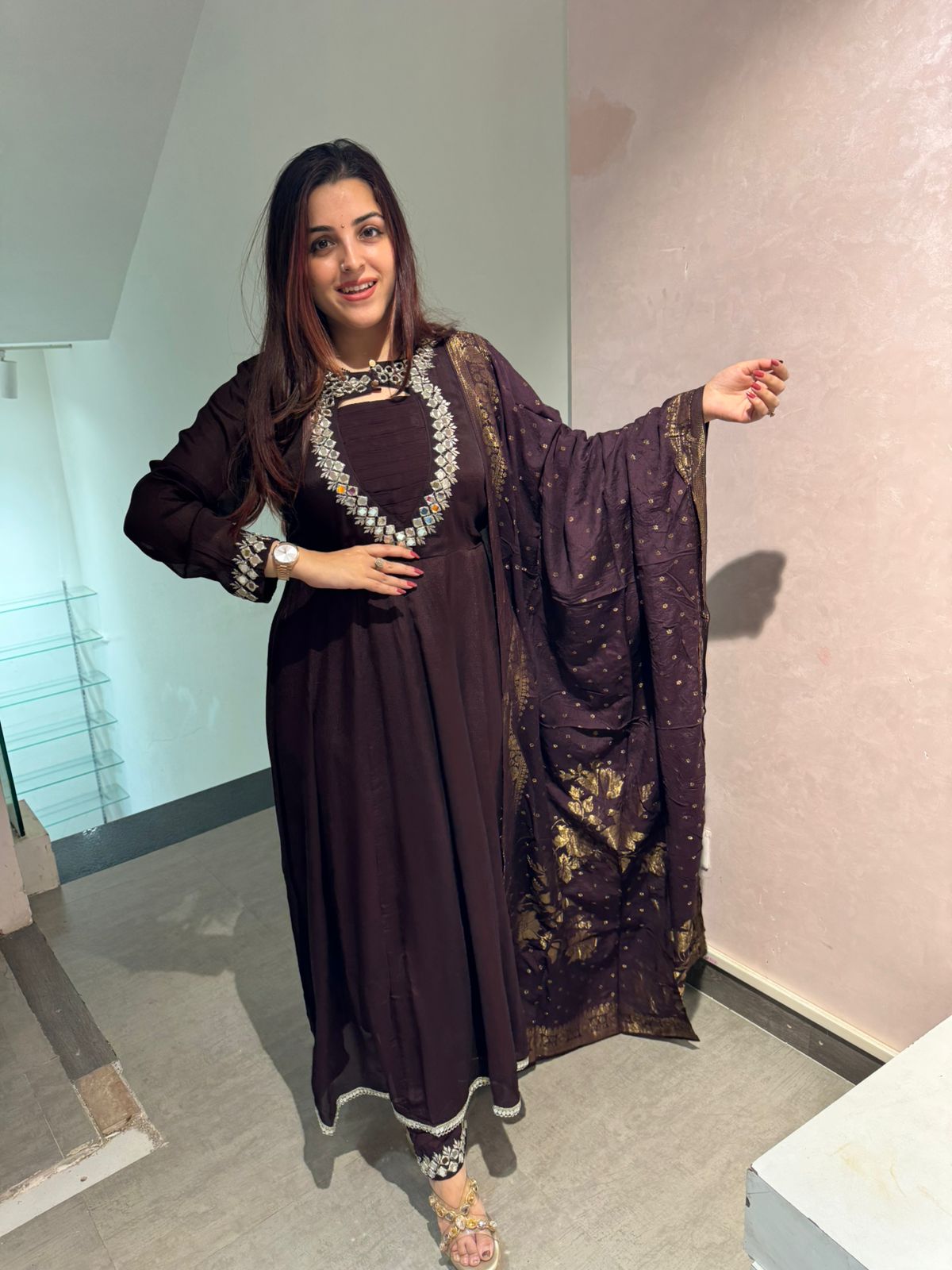 Sana Mirror Elegance Anarkali Set