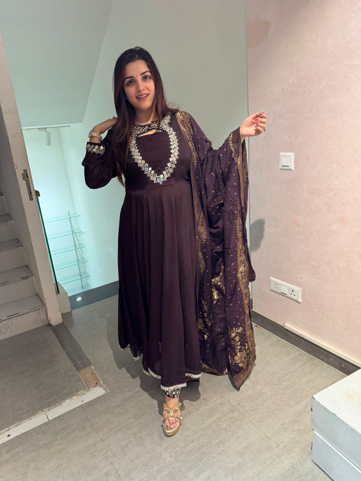 Sana Mirror Elegance Anarkali Set