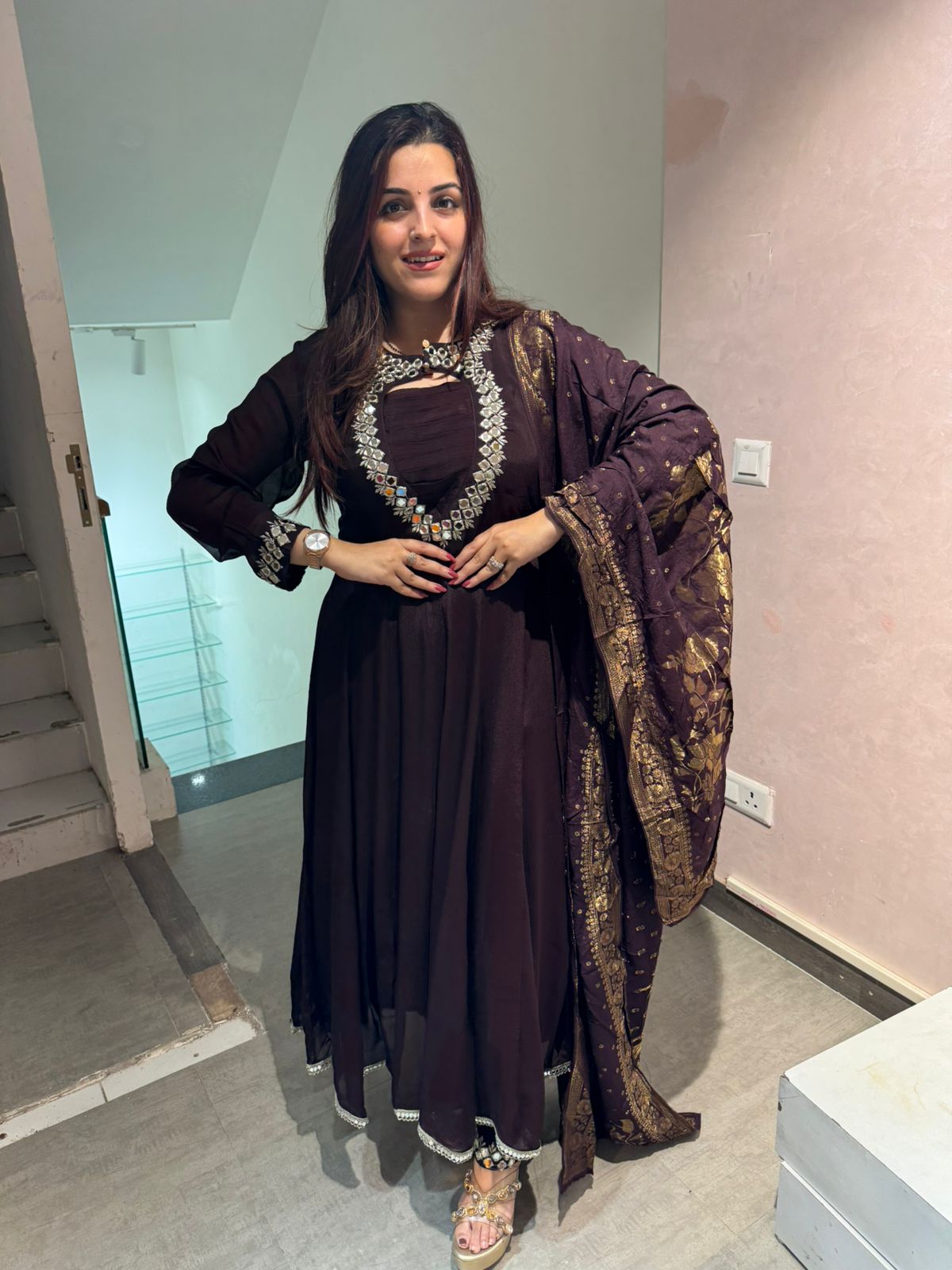 Sana Mirror Elegance Anarkali Set