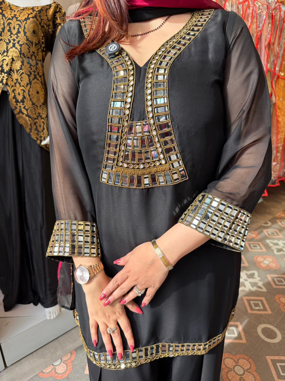 Noor Mirror-Work Suit Set