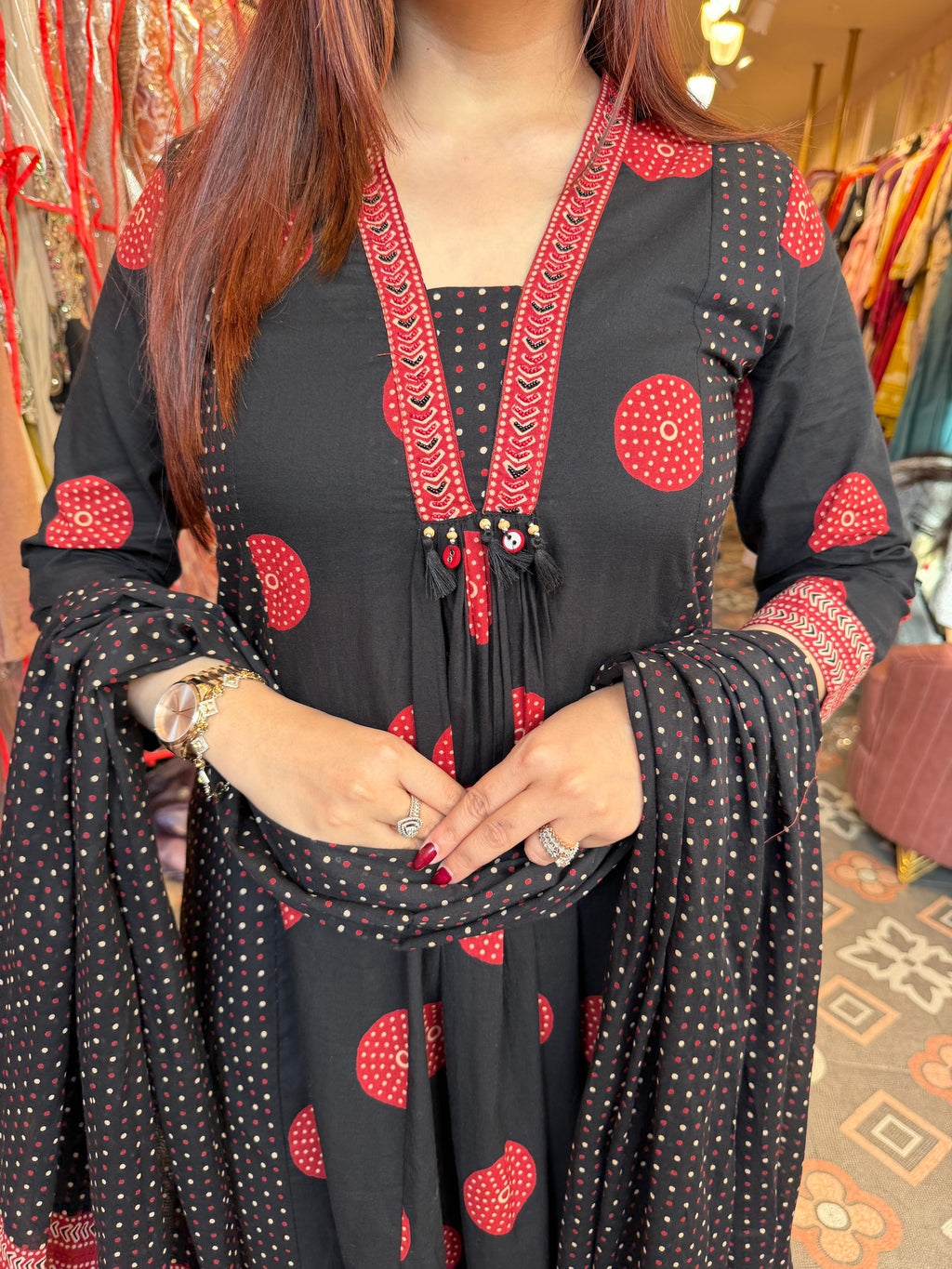 Ajrakh Print Kurta Set with Dupatta