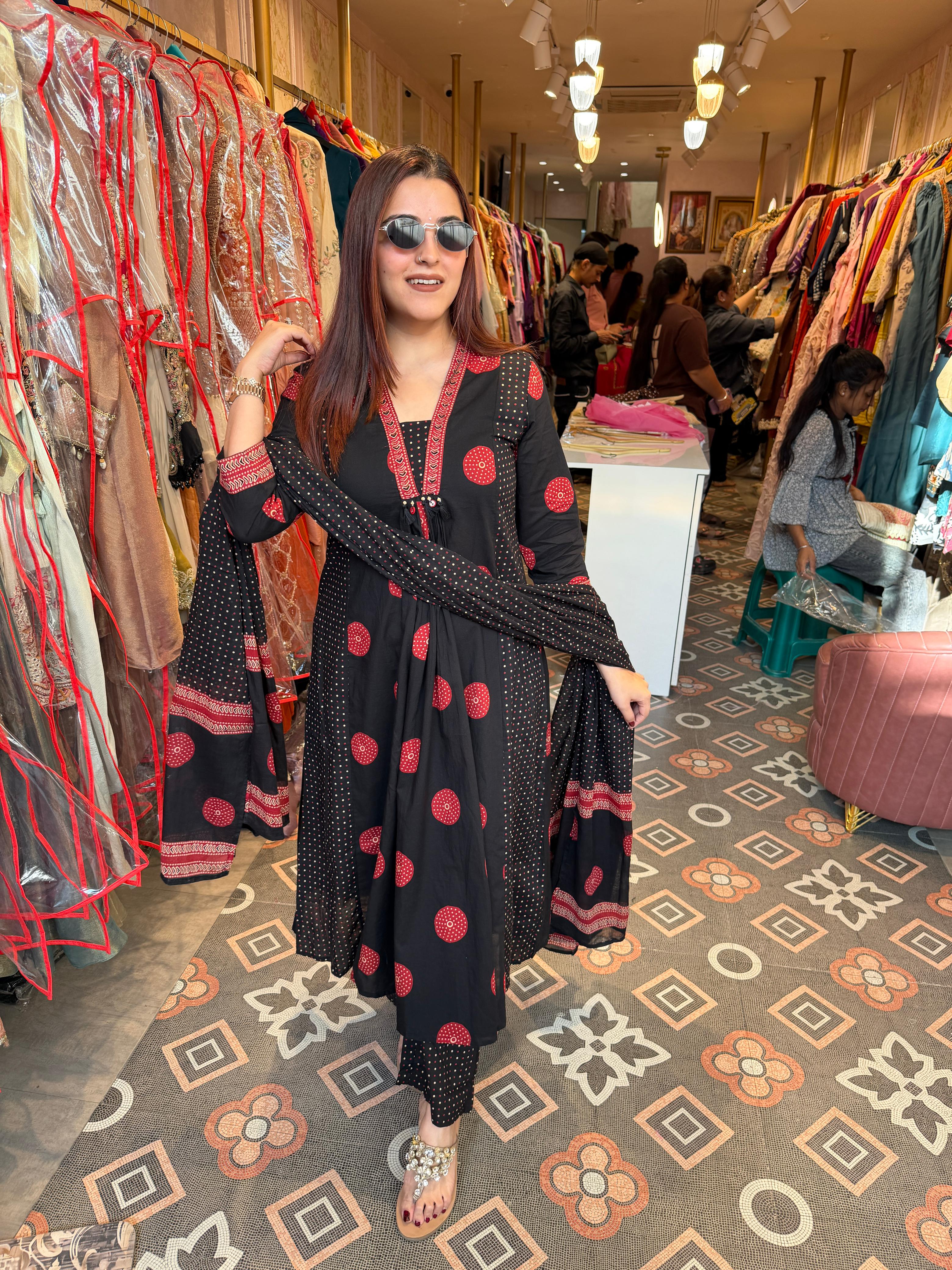 Ajrakh Print Kurta Set with Dupatta