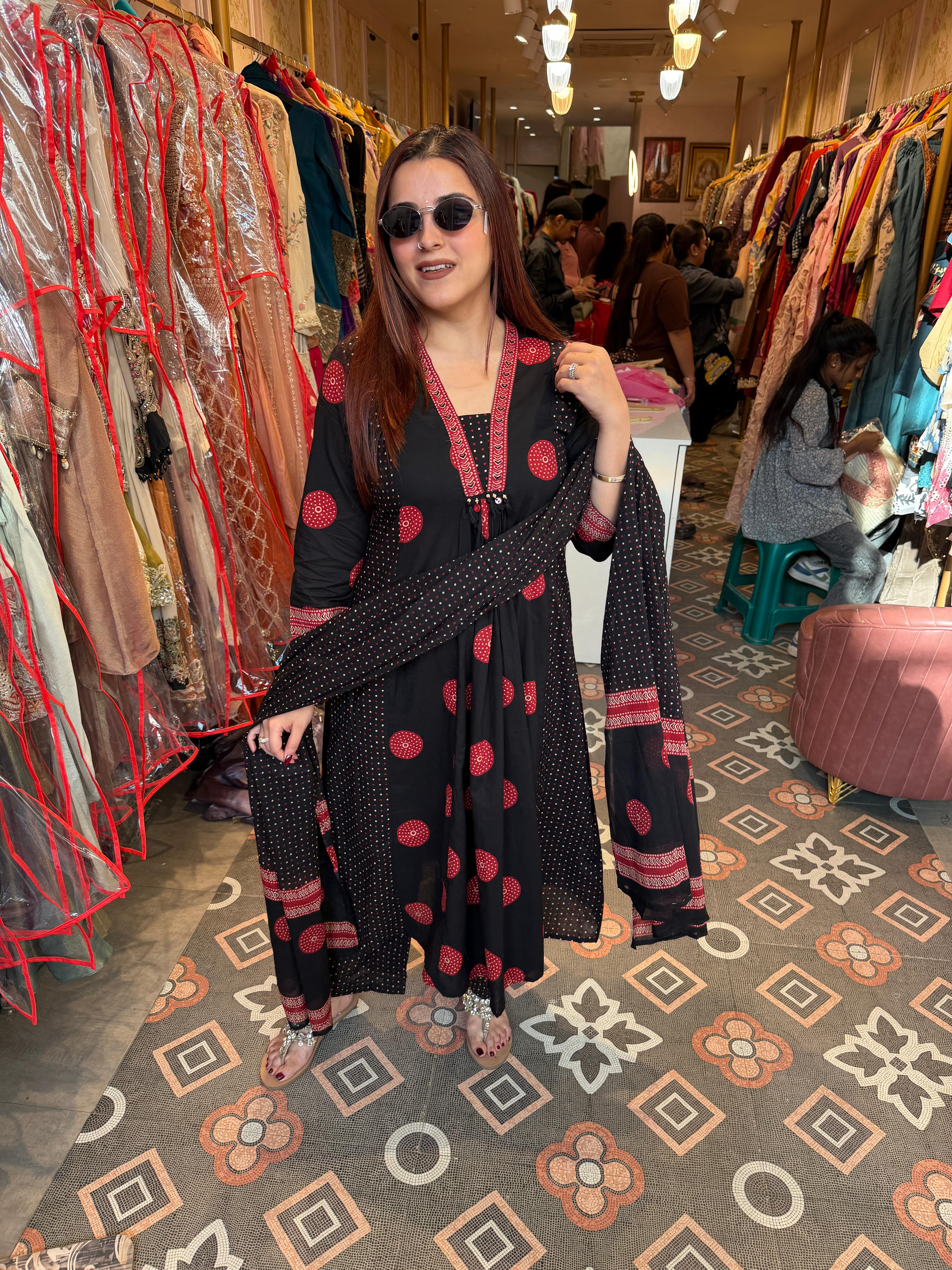 Ajrakh Print Kurta Set with Dupatta