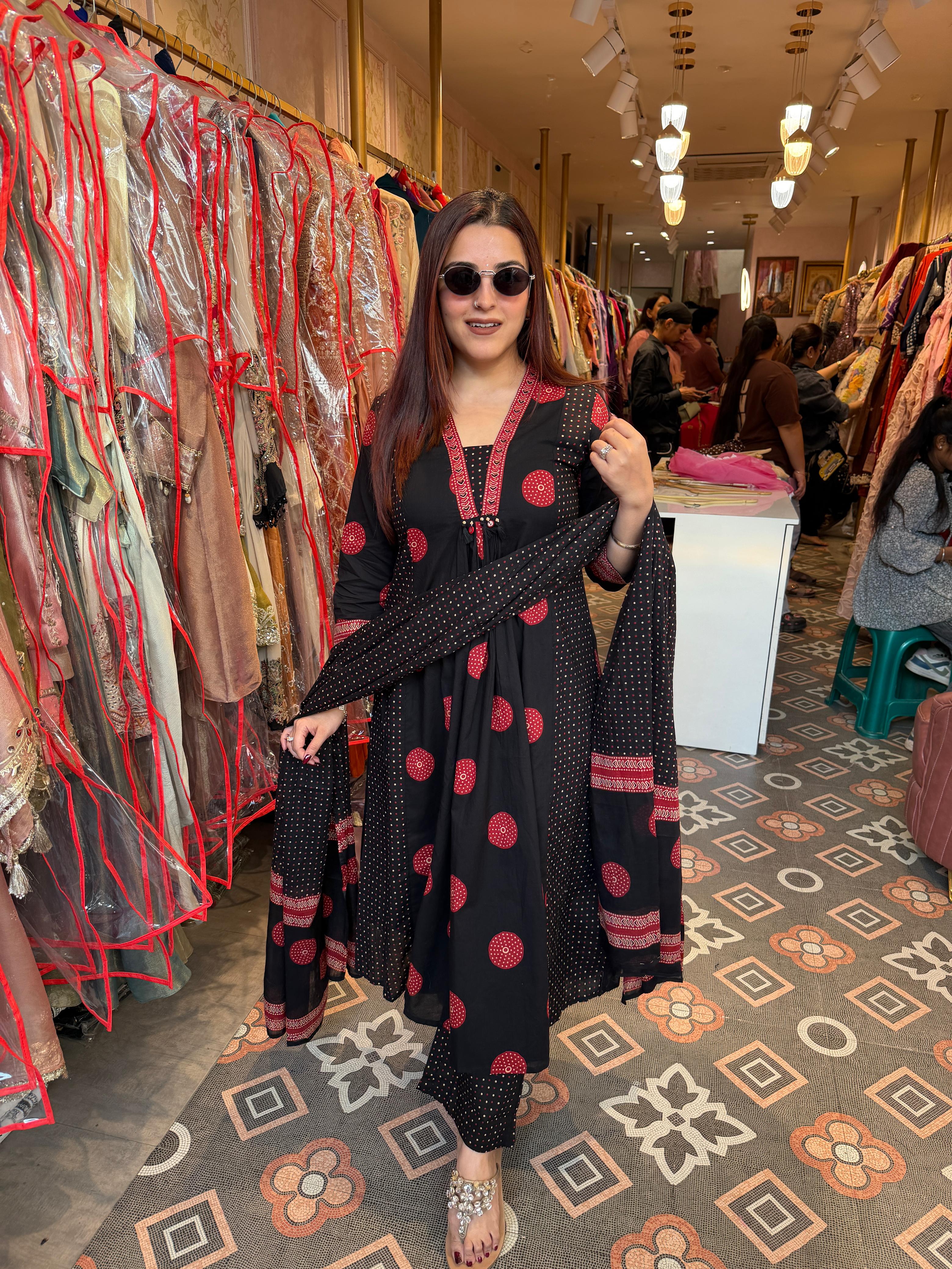 Ajrakh Print Kurta Set with Dupatta