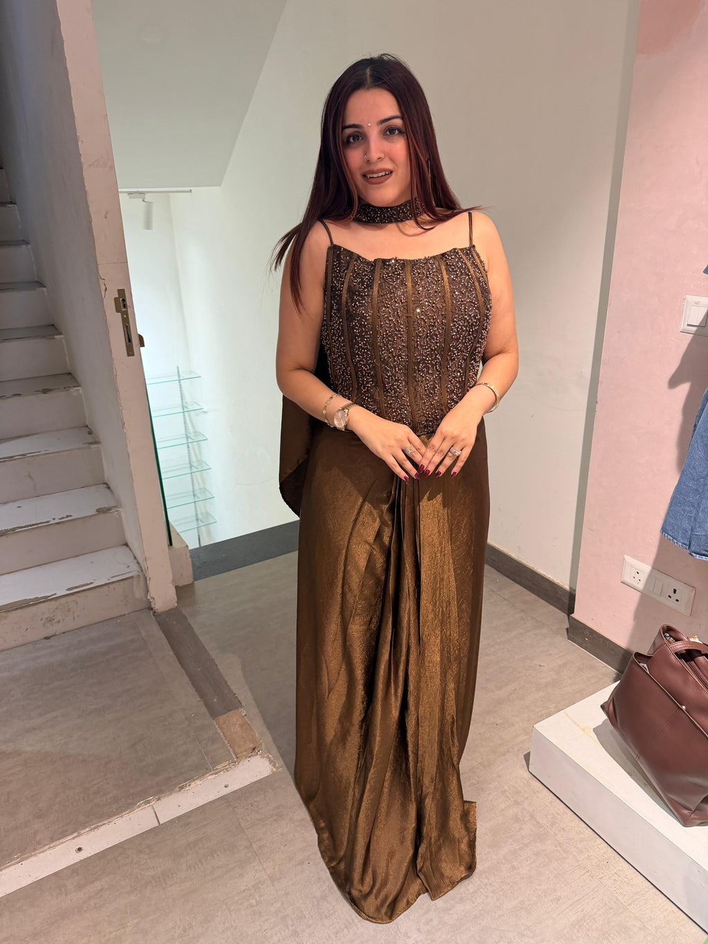 Rey Sequin indo Western set