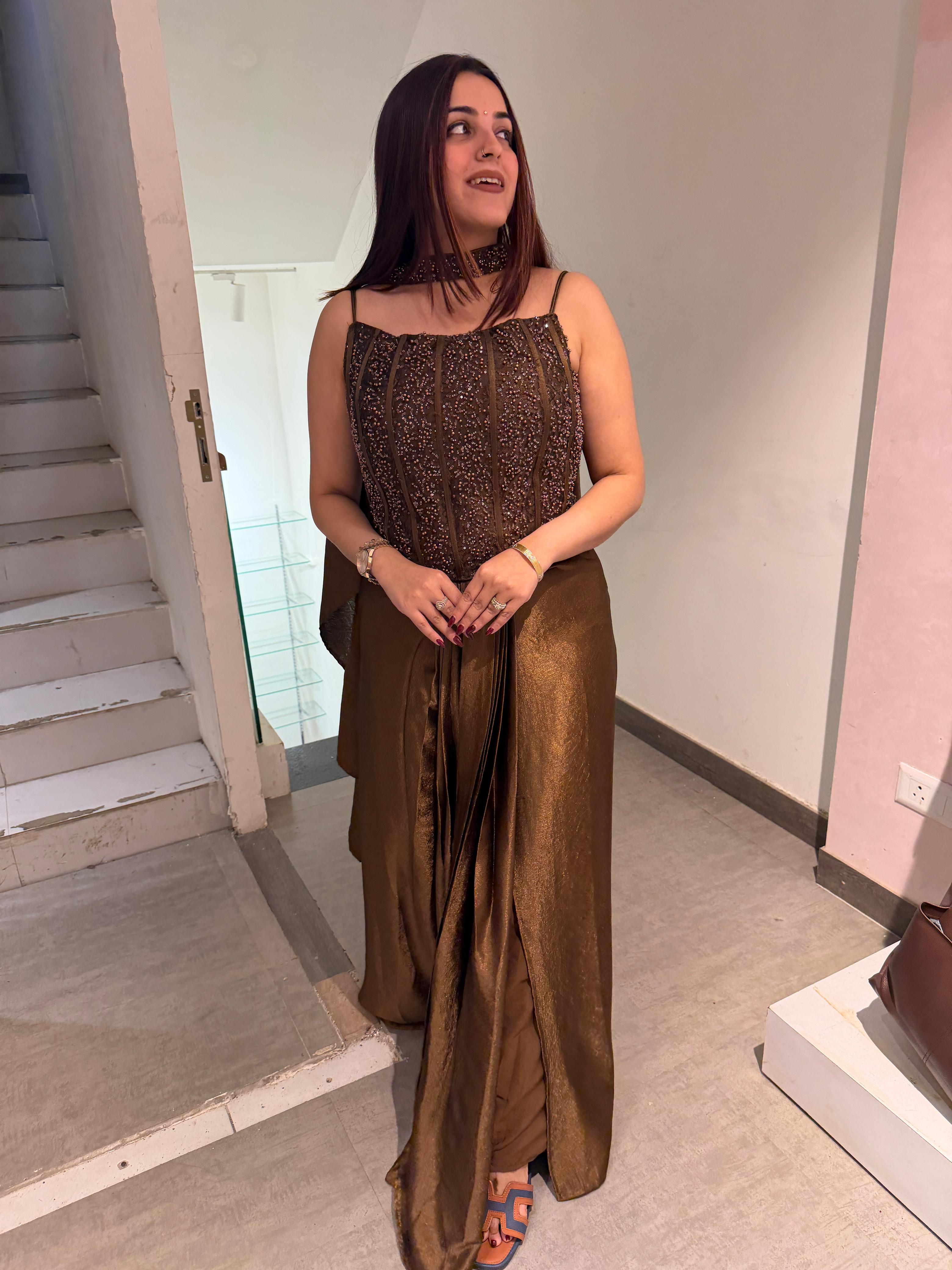 Rey Sequin indo Western set