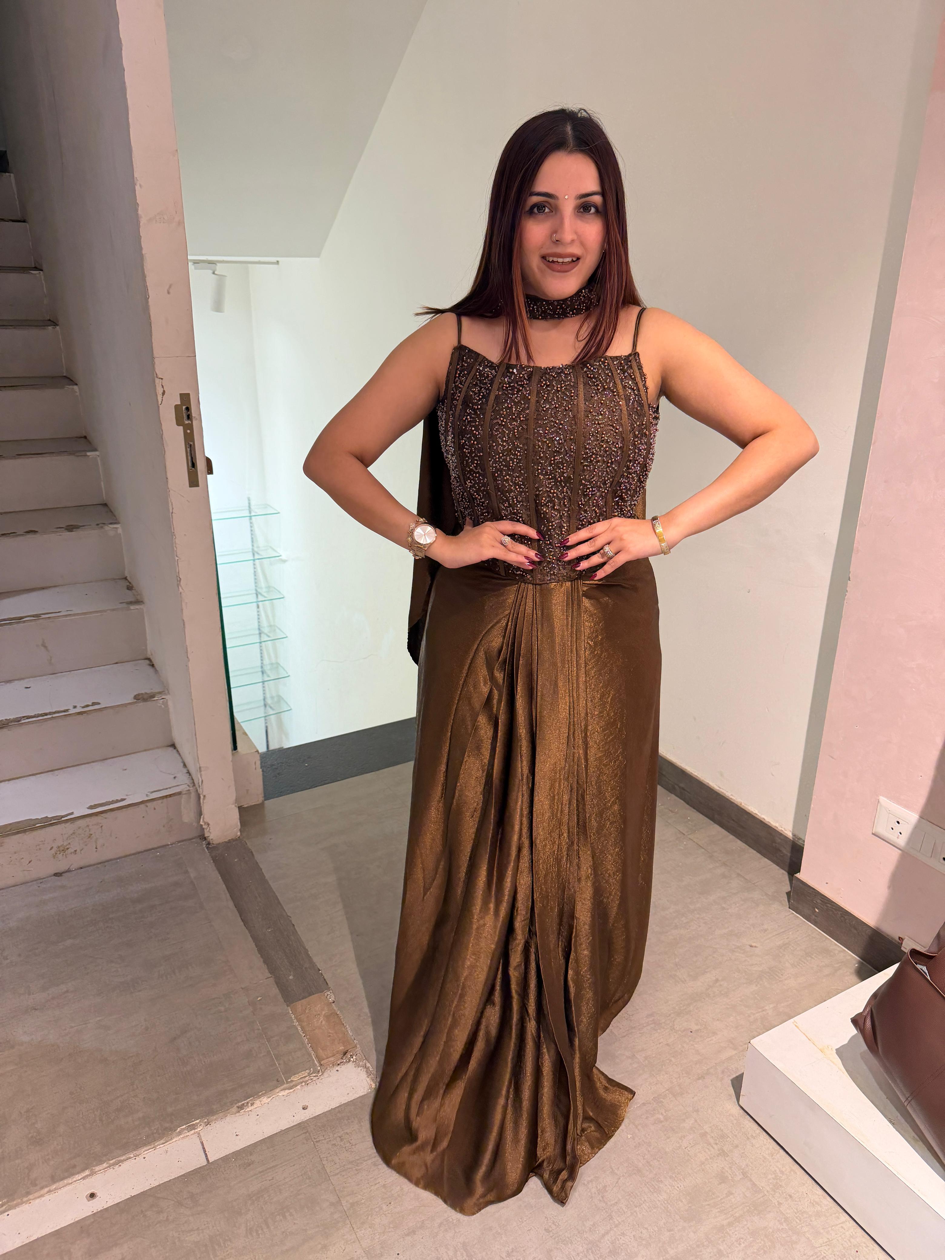 Rey Sequin indo Western set