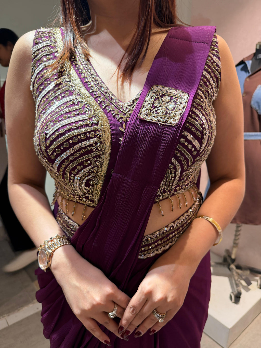 Mona Embroidered Drape skirt Set