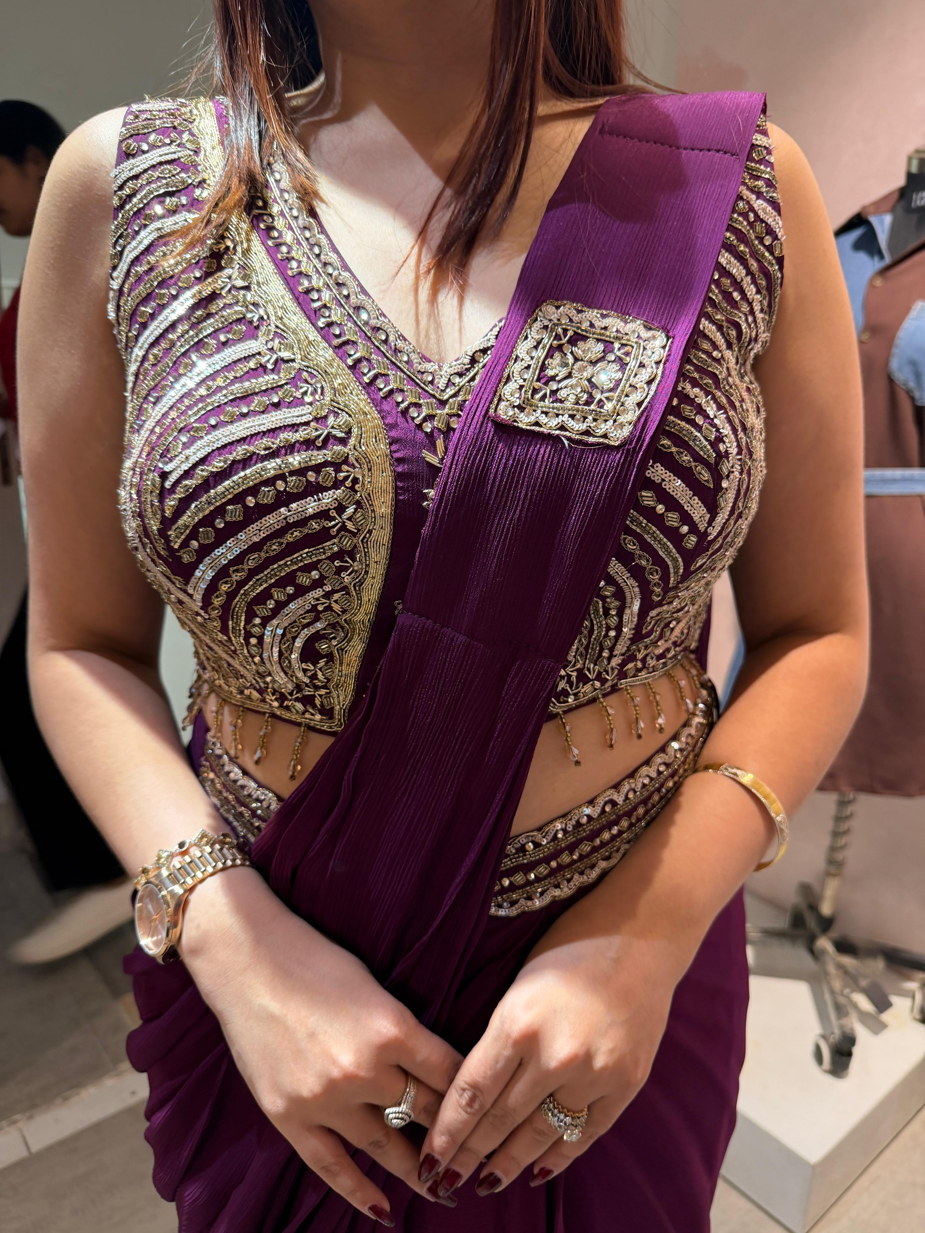 Mona Embroidered Drape skirt Set