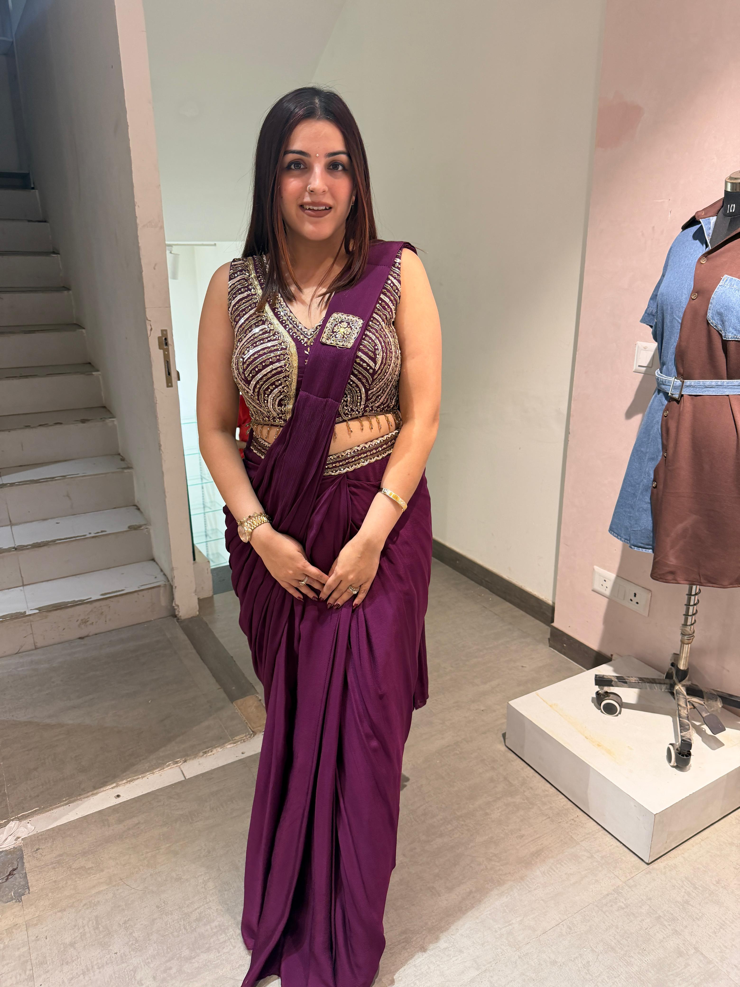 Mona Embroidered Drape skirt Set