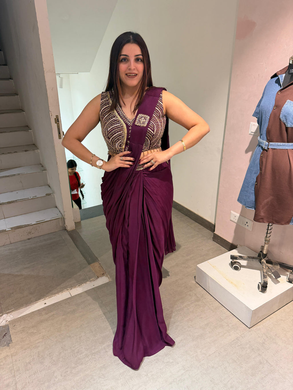 Mona Embroidered Drape skirt Set