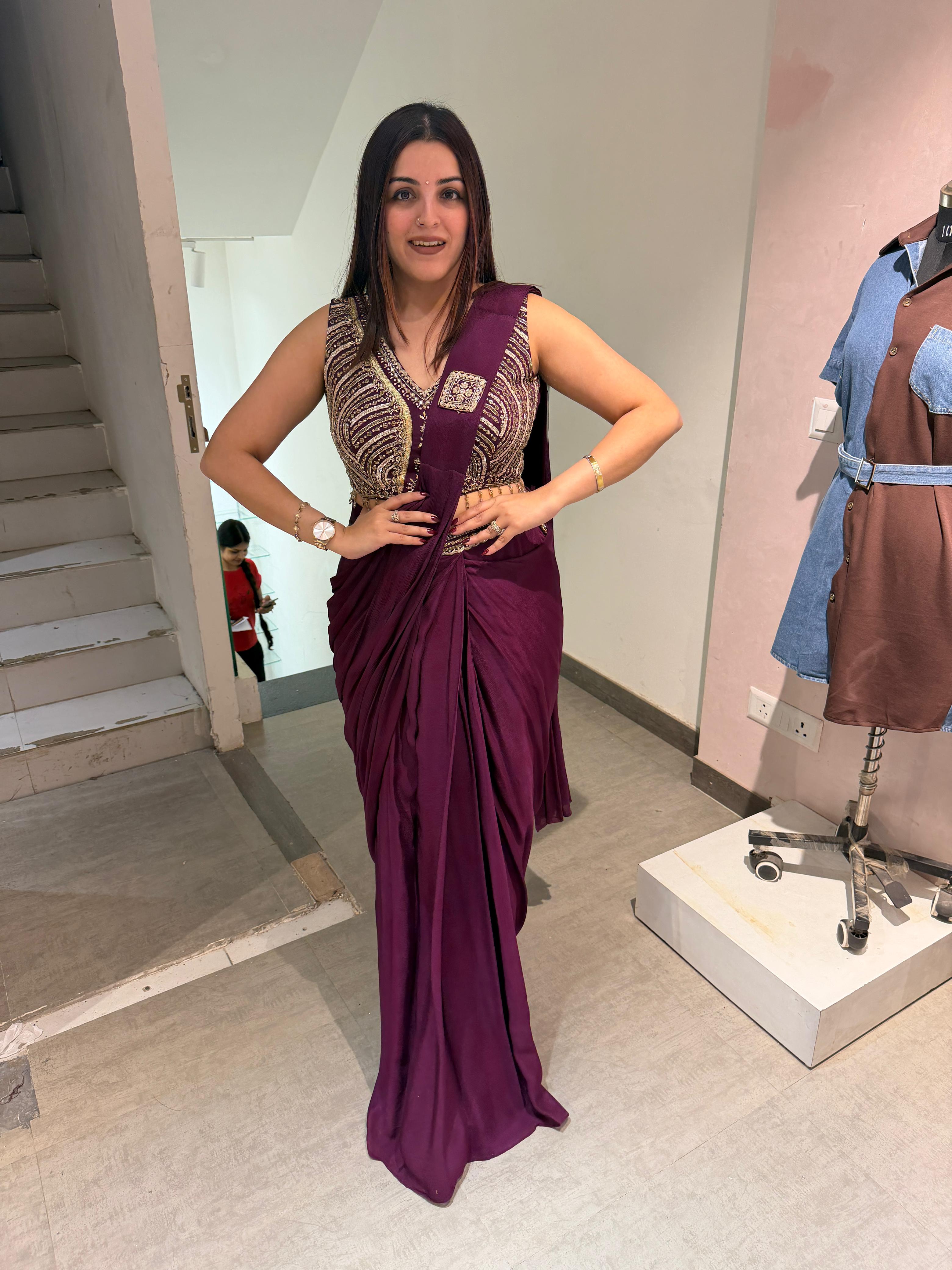 Mona Embroidered Drape skirt Set