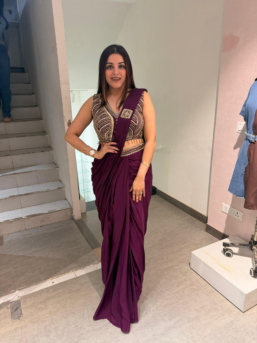 Mona Embroidered Drape skirt Set