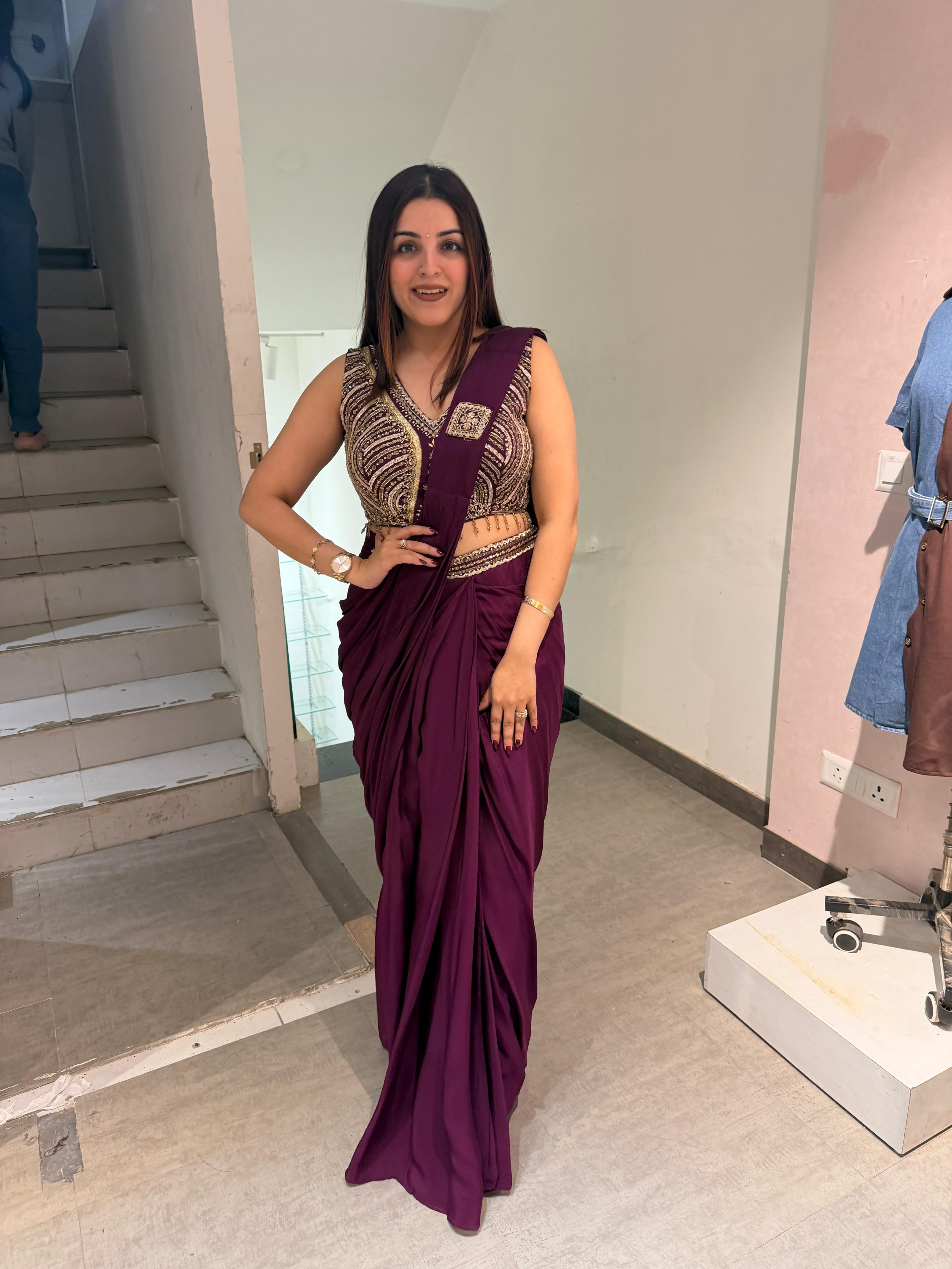 Mona Embroidered Drape skirt Set